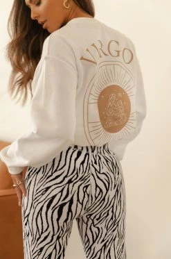 MSLOLA Sweaters Virgo Zodiac Crewneck Sweatshirt - White